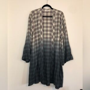 Maurices Plaid Dip Dyed Ombré Cardigan Sweater Size 1X Gray and Blue